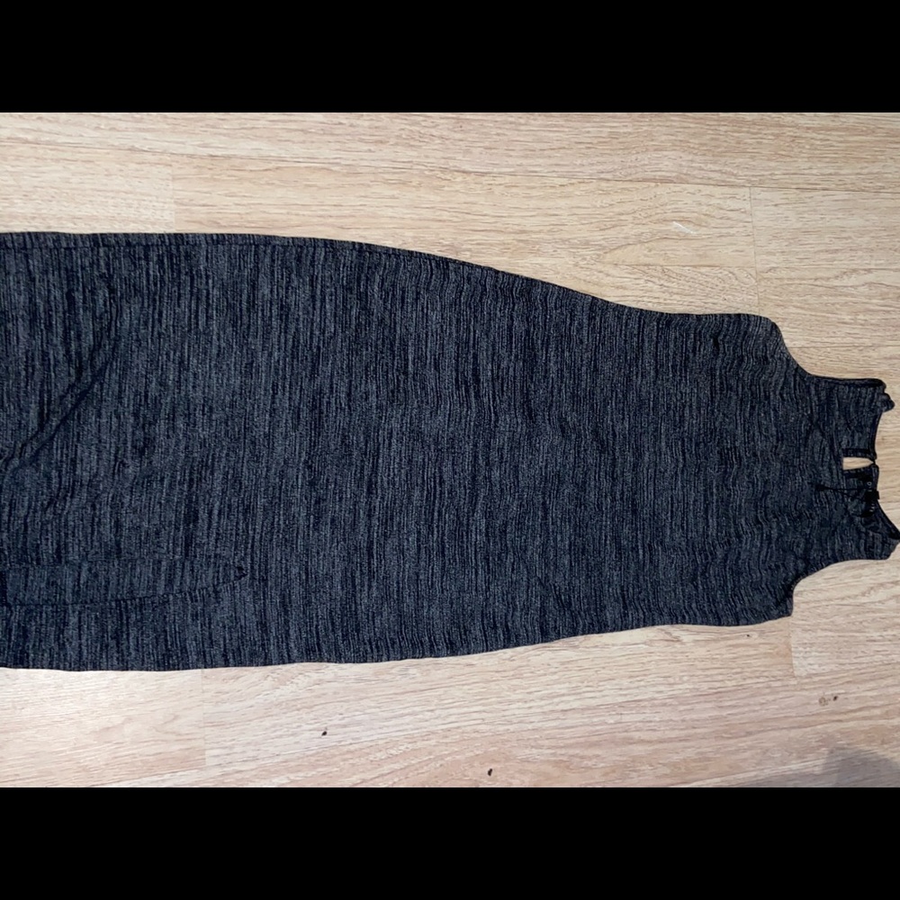 Grey and black midi dress